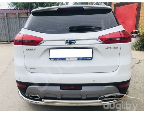 GEELY ATLAS с 2016-н.в. защита заднего бампера двойная труба d60/d42 из нержавеющей стали